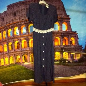 Polka Dot Navy Blue DressBy Stacey Tyler (size 14)
